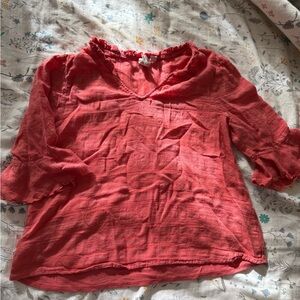 Anthropologie Coral V-Neck Blouse
